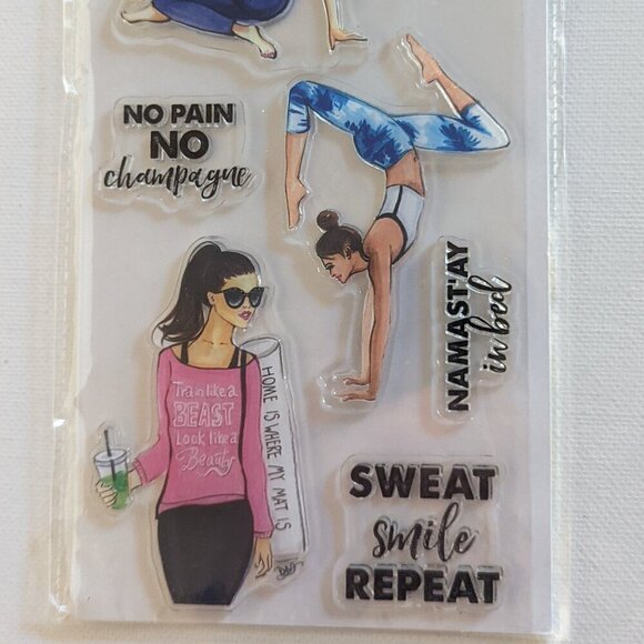 NWT Yoga Stamps Rong Rong 8 pc Clear Hampton Art Planner Fitness Workout Crafts - Picture 2 of 6